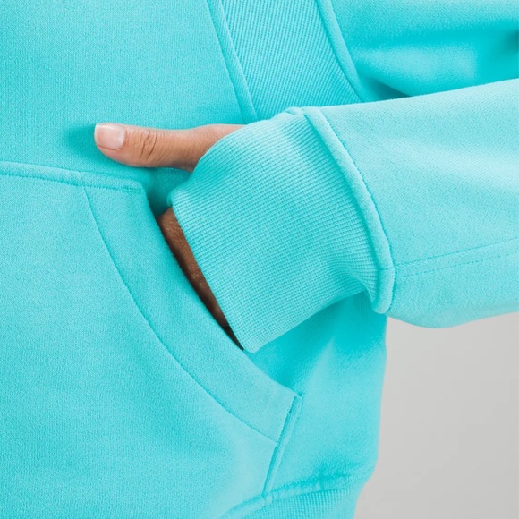 Lululemon ELECTRIC TURQUOISE M/L Scuba Oversized Half-Zip Hoodie - Picture 4 of 8